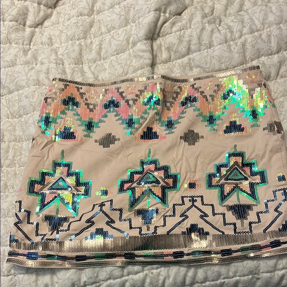 Sequin Embellished Geometric Skirt